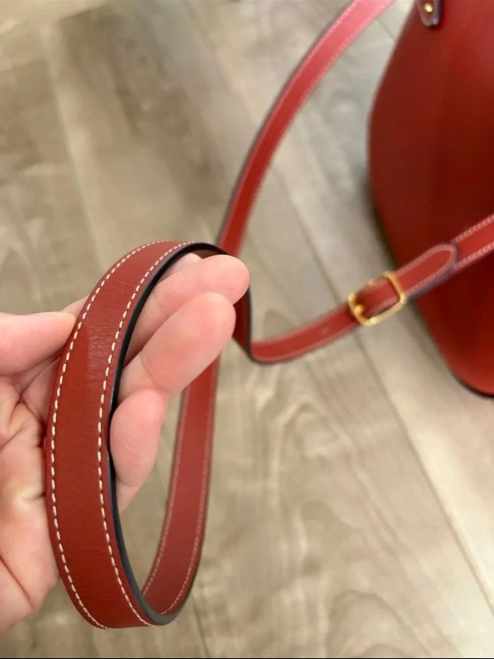 Mulberry Red Leather Crossbody Bag